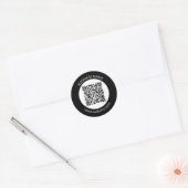 Uw geüploade QR-code | Bewerkbare tekst en kleuren Ronde Sticker (Envelop)