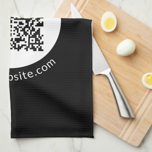 Uw geüploade QR-code | Bewerkbare tekst en kleuren Theedoek (Quarter Fold)