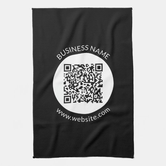 Uw geüploade QR-code | Bewerkbare tekst en kleuren Theedoek (Verticaal)