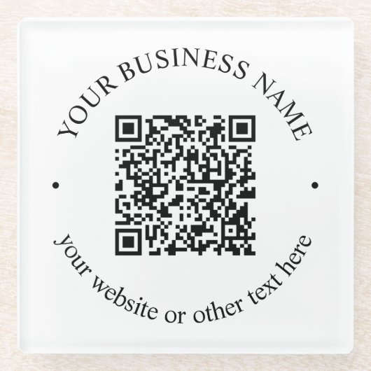 Uw geüploade QR-code plus bewerkbare circulaire te Glazen Onderzetter (Voorkant)