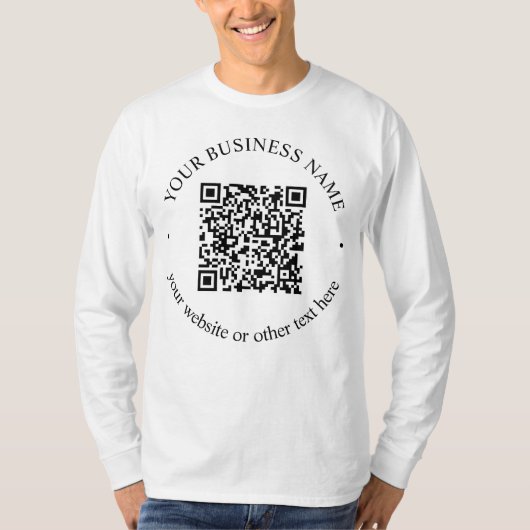 Uw geüploade QR-code plus bewerkbare circulaire te T-shirt (Voorkant)