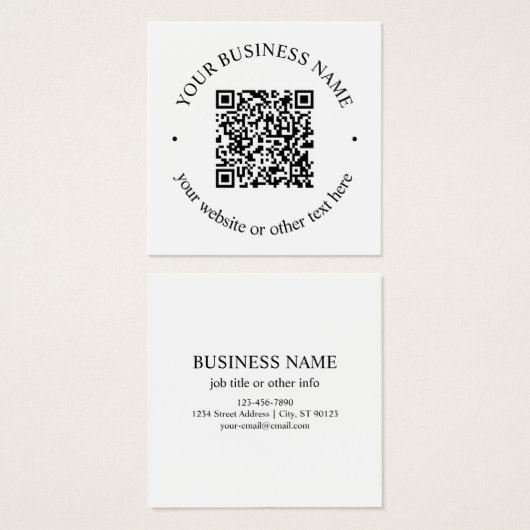 Uw geüploade QR-code plus bewerkbare circulaire te Vierkante Visitekaartjes (Voorkant /achterkant)