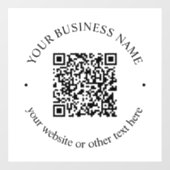 Uw geüploade QR-code plus bewerkbare cirkeltekst Raamsticker (Vel)