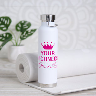 Uw Hoogheid grappige roze prinsessenkroon aangepas Waterfles