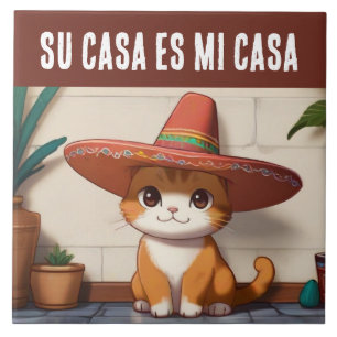 Uw Huis is Mijn Huis - Grappige Spaanse Kat Humor Tegeltje