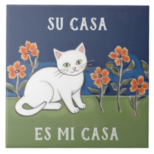 Uw Huis is Mijn Huis - Grappige Spaanse Kat Humor Tegeltje