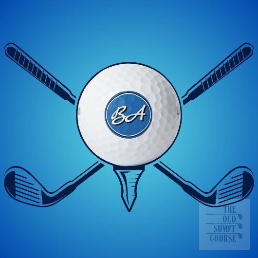 Uw Initialen in wit en zwart op blauw Golfballen