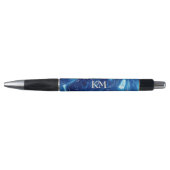 Uw Initialen Monogram blauw gemarmerd Pen (Voorkant)