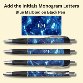 Uw Initialen Monogram blauw gemarmerd Pen