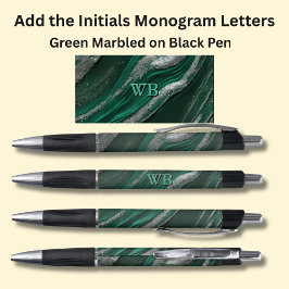 Uw Initialen Monogram groen gemarmerd Pen