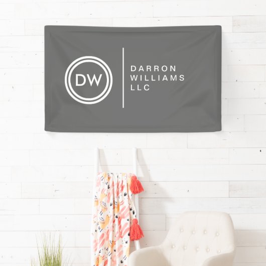 Uw Initialen Monogram Logo op grijs Spandoek (Insitu)