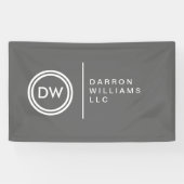 Uw Initialen Monogram Logo op grijs Spandoek (Horizontaal)