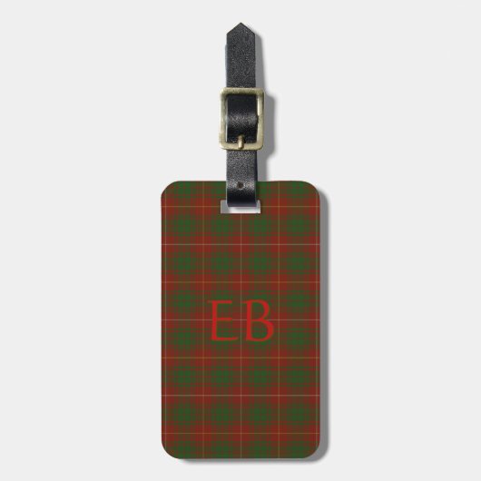 Uw initialen op Bruce Clan tartan Bagagelabel (Voorkant verticaal)