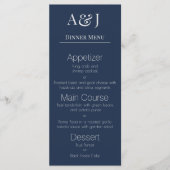 Uw Initialen op Navy Blue Modern en Elegant Menu (Voorkant)