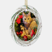 Uw Kat Foto Waterverf 1 Kerstmis Keramisch Ornament (Rechts)