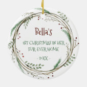 Uw Kat Foto Waterverf 1 Kerstmis Keramisch Ornament (Achterkant)