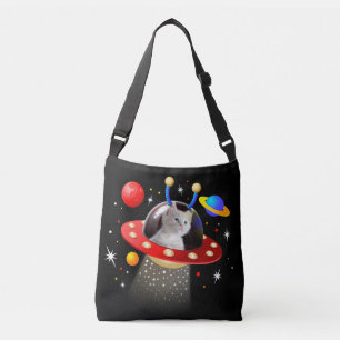 Uw kat in een Alien Spaceship UFO Sci Fi Scene Crossbody Tas