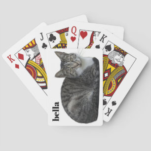 Uw kattennaam en huisdierfoto sjabloon pokerkaarten
