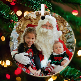 Uw kerstfoto met jaar of tekst metalen ornament