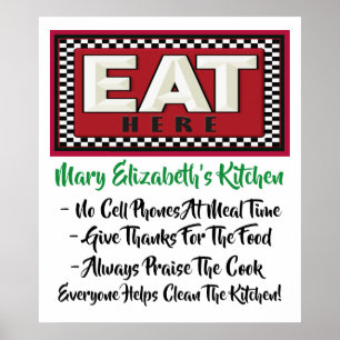 Uw keukenregels Poster