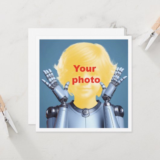Uw kind als robot, robotuitnodiging, robot kaart (Voorkant / Achterkant in situ)
