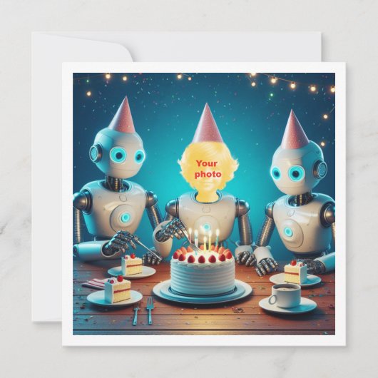 Uw kind met robots, robot verjaardagskaart kaart (Voorkant)