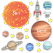 Uw kindernaam Planets Spaceships Solar System Sticker (Voorkant)