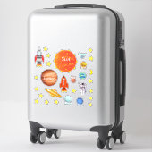 Uw kindernaam Planets Spaceships Solar System Sticker (Koffer)