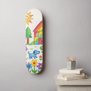 Uw Kinds Kunstwerk Uniek Gepersonaliseerd Skateboard