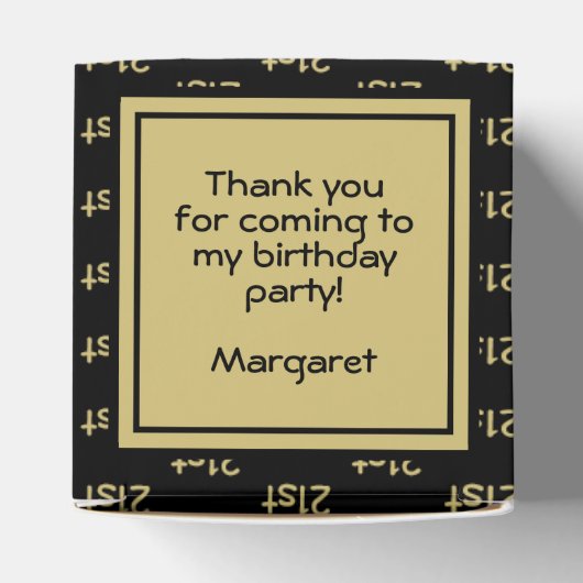 Uw leeftijd Offset Getal Patroon - Goud/Zwart Bedankdoosjes (Bovenkant)