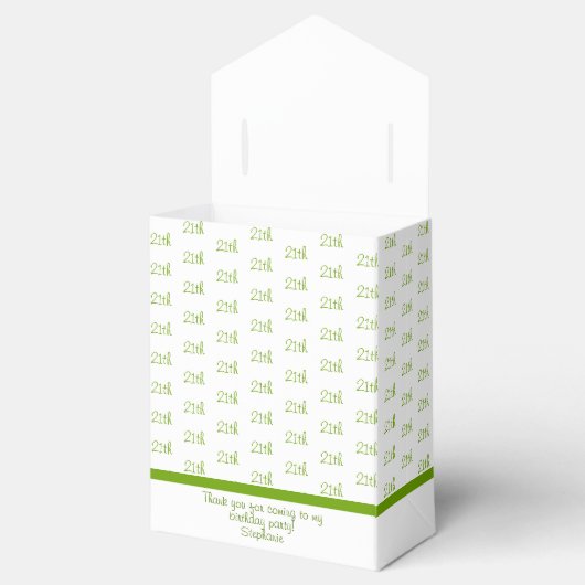 Uw leeftijd Offset Getal Patroon - Groen/Wit Bedankdoosjes (Geopend)