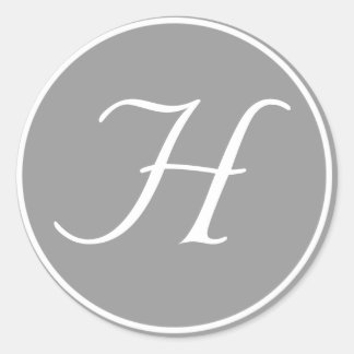 Uw Letter, Custom Monogram H Initiaal Grijs Ronde Sticker