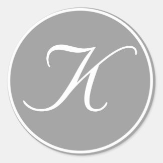 Uw Letter, Custom Monogram K Initiaal Grey Ronde Sticker