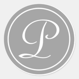 Uw letter, monogram P, Initiaal grijs Ronde Sticker