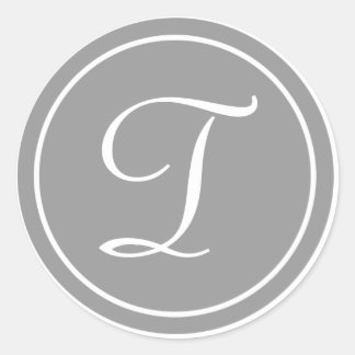 Uw letter, Monogram T, Initiaal grijs Ronde Sticker
