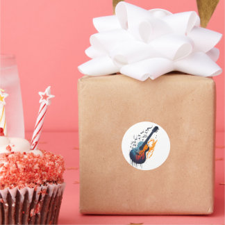 Uw liefde voor muziek met dit iconische gitaarontw ronde sticker