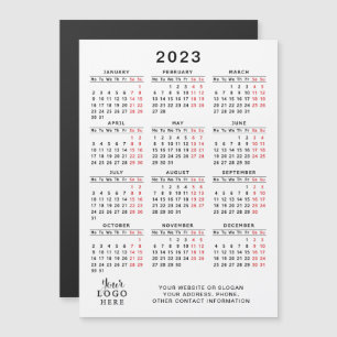 Uw Logo 2023 Calendar White Black Red Minimal