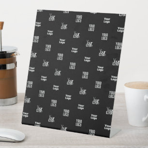 Uw Logo   3 Logo Patroon Ontwerp Bewerkbaar Zwart Reclamebord Met Voetstuk