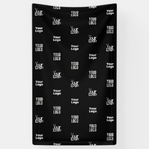 Uw Logo 3 Logo Patroonontwerp Bewerkbaar Zwart Spandoek