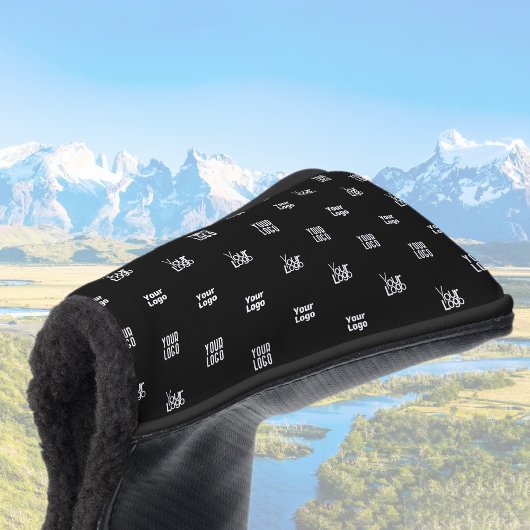 Uw Logo | 3 Logo Pattern Design Bewerkbaar Zwart Golfheadcover