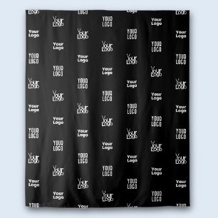 Uw Logo   3 Logo Pattern Design Bewerkbaar Zwart Wandkleed