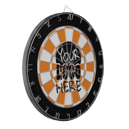 Uw Logo Aangepast Sinaasappel en Wit Dartbord (Voorkant Links)