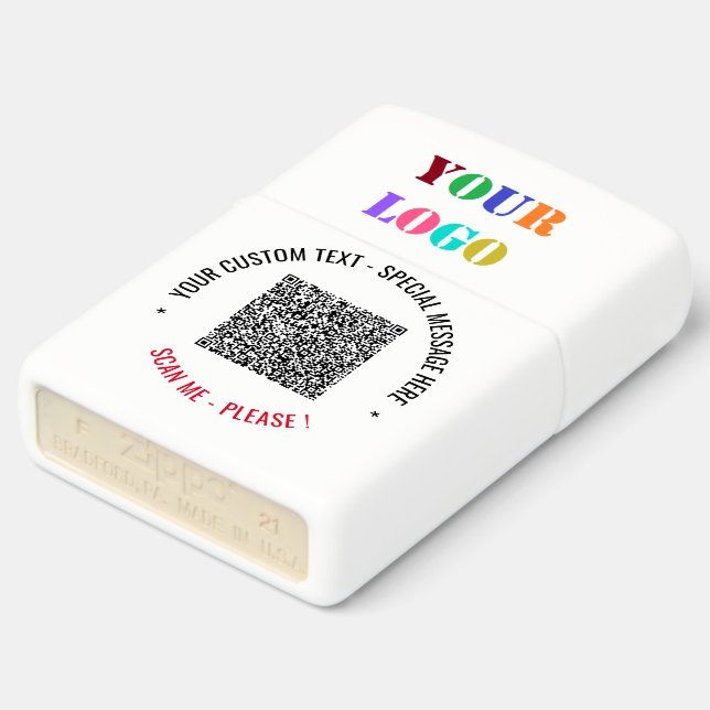Uw Logo Aangepaste Tekst en QR Code Zippo Aansteke (Gekanteld)