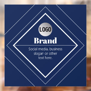 Uw Logo & Aanpasbaar Modern Design   Marineblauw Raamsticker