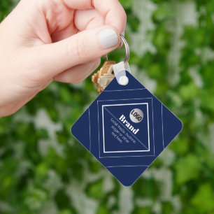 Uw Logo & Aanpasbaar Modern Design Marineblauw Sleutelhanger