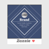 Uw Logo & Aanpasbaar Modern Design | Marineblauw Sticker (Vel)