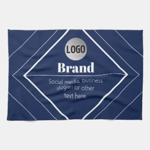 Uw Logo & Aanpasbaar Modern Ontwerp Marineblauw Theedoek