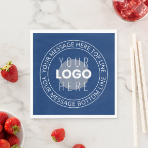 Uw Logo & Aanpasbare Cirkelvormige Tekst Marineb Servet