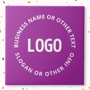 Uw Logo & Aanpasbare Tekst Paars Violet Tegeltje