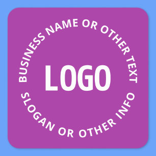 Uw Logo & Aanpasbare Tekst Paars Violet Vierkante Sticker